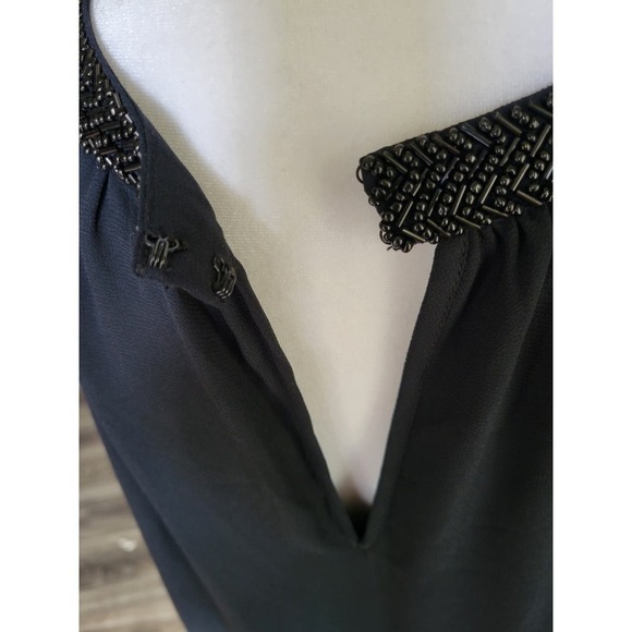 New‎ Lane Bryant Women's Beaded Neckline Asymmetrical Hem Black Blouse - Picture 6 of 8